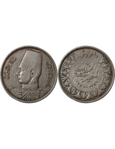 Egypte EGYPTE  FAROUK - 10 PIASTRES ARGENT 1356 (1937)