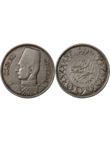 Egypte EGYPTE  FAROUK - 10 PIASTRES ARGENT 1356 (1937)