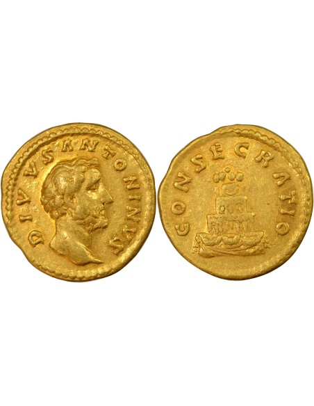 Rome Empire Antonin le Pieux Bûcher Funéraire 1 aureus Or 161-162 R Rome