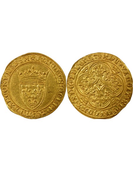 Charles VI 5e Emission 1 ecu d'or à la couronne Or 1411-1419 A Paris