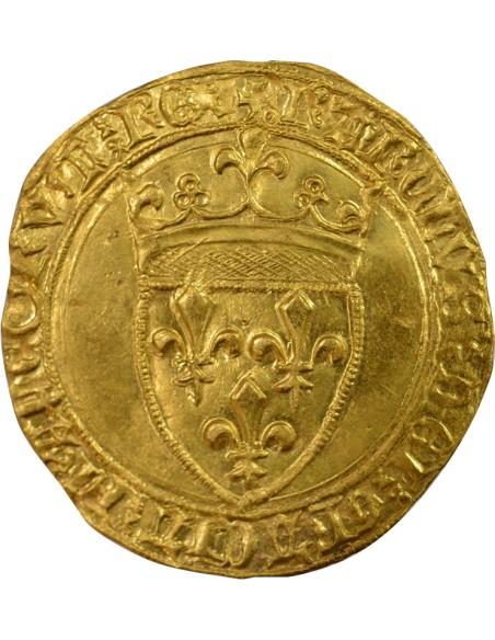 Charles VII 1er Emission 1 ecu d'or à la couronne Or 1423 Villeneuve les Avignon