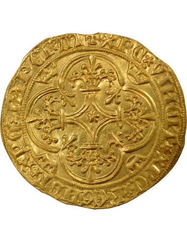 Charles VII 1er Emission 1 ecu d'or à la couronne Or 1423 Villeneuve les Avignon