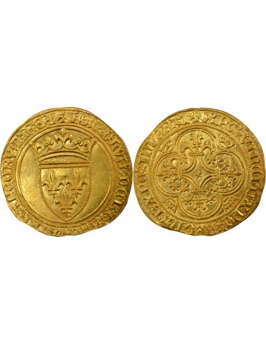 Charles VI A la Couronne 1 ecu d'or à la couronne Or 1394-1419 A Paris