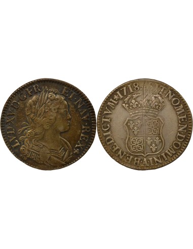 Louis XV De Navarre 1 écu Argent 1718 A - Paris