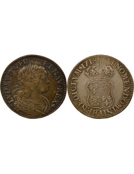 Louis XV De Navarre 1 écu Argent 1718 A - Paris