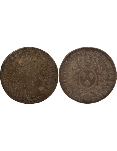 Louis XV Au Buste Habillé 1 écu Argent 1730 H La Rochelle