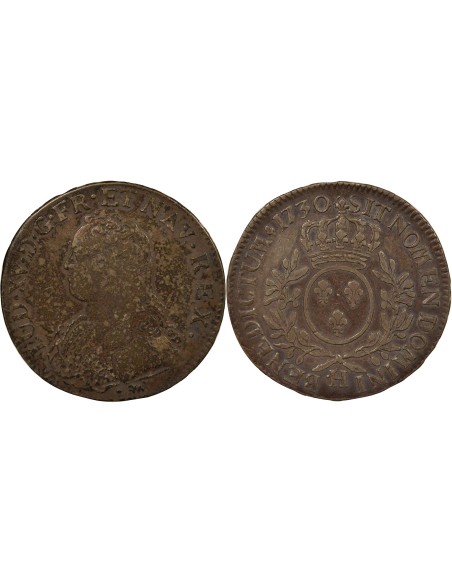 Louis XV Au Buste Habillé 1 écu Argent 1730 H La Rochelle