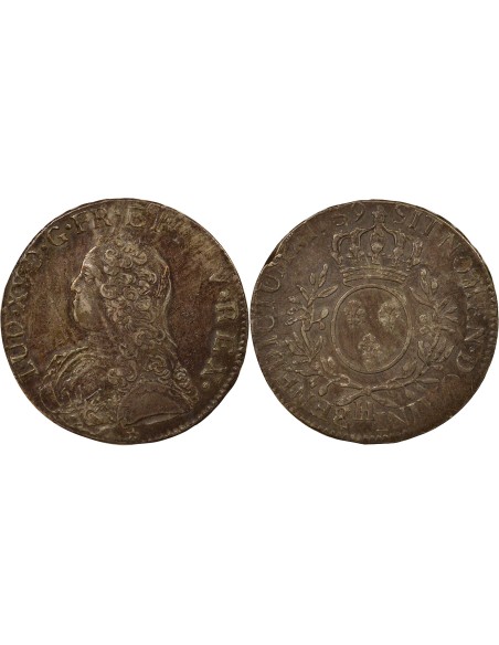 Louis XV Au Buste Habillé 1 écu Argent 1739 H La Rochelle