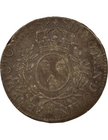 Louis XV Au Buste Habillé 1 écu Argent 1739 H La Rochelle