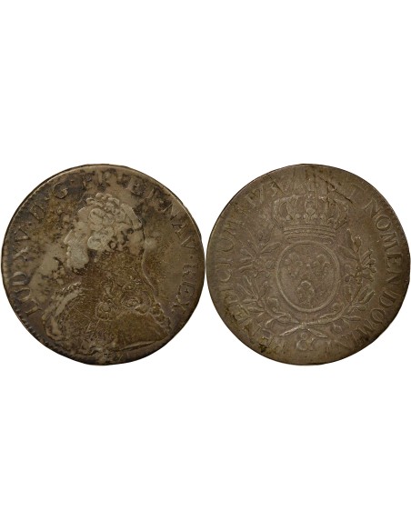 Louis XV Au Buste Habillé 1 écu Argent 1737 & Aix-en-Provence