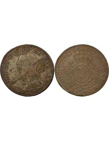 Louis XV Au Buste Habillé 1 écu Argent 1734 L Bayonne
