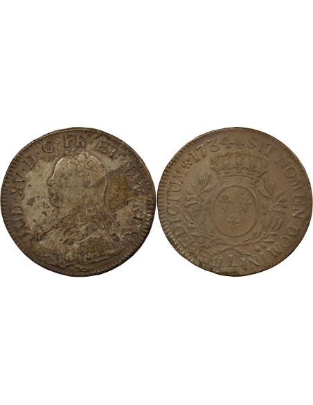 Louis XV Au Buste Habillé 1 écu Argent 1734 L Bayonne