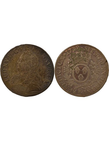 Louis XV Au Buste Habillé 1 écu Argent 1738 E Tours
