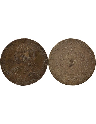Louis XV Au Buste Habillé 1 écu Argent 1729 & Aix-en-Provence