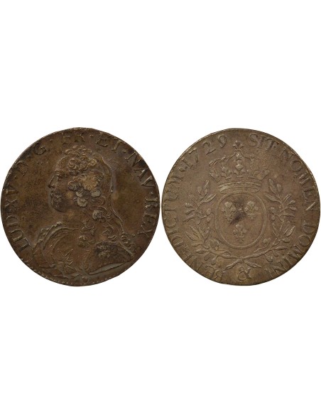 Louis XV Au Buste Habillé 1 écu Argent 1729 & Aix-en-Provence