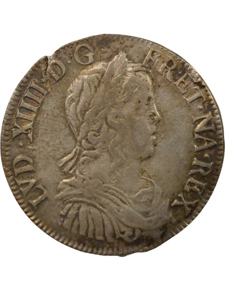 Louis XIV à la Mèche Longue 1/2 ecu Argent 1655 H La Rochelle