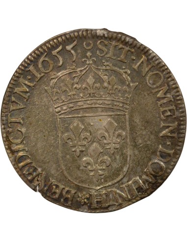 Louis XIV à la Mèche Longue 1/2 ecu Argent 1655 H La Rochelle