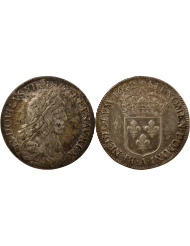 Louis XIII 2e Buste de Warin 1/4 ecu Argent 1642 A - Paris