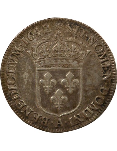 Louis XIII 2e Buste de Warin 1/4 ecu Argent 1642 A - Paris