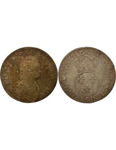 Louis XV Vertugadin 1 ecu Argent 1716 9 Rennes