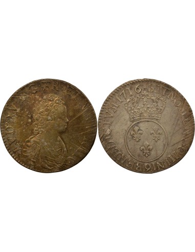 Louis XV Vertugadin 1 ecu Argent 1716 9 Rennes