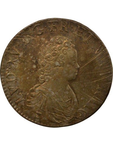 Louis XV Vertugadin 1 ecu Argent 1716 9 Rennes