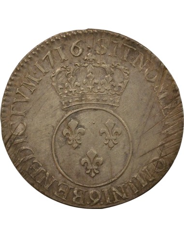 Louis XV Vertugadin 1 ecu Argent 1716 9 Rennes
