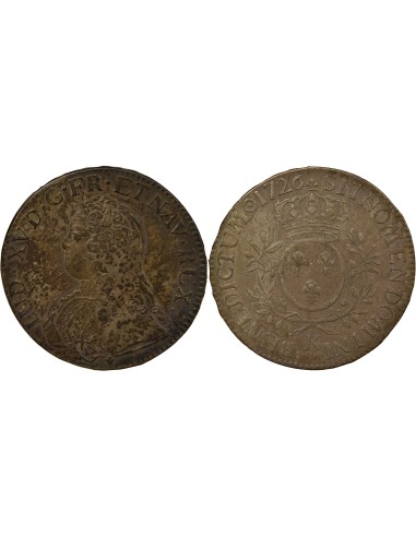 Louis XV Au Buste Habillé 1 écu Argent 1726 K Bordeaux