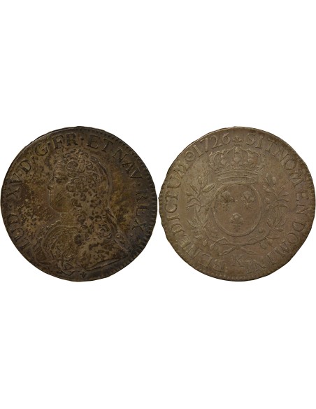 Louis XV Au Buste Habillé 1 écu Argent 1726 K Bordeaux
