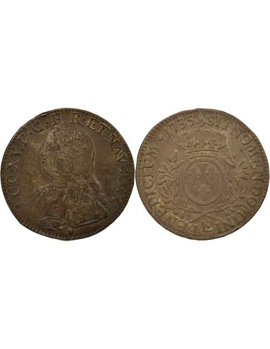 Louis XV Au Buste Habillé 1 écu Argent 1735 E Tours