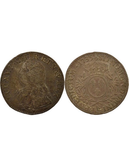 Louis XV Au Buste Habillé 1 écu Argent 1735 E Tours