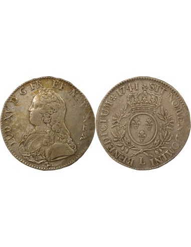 Louis XV Au Buste Habillé 1 écu Argent 1741/0 L Bayonne