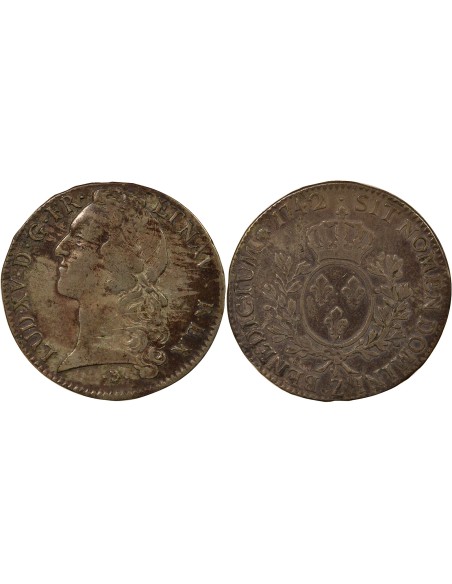 Louis XV Au Bandeau 1 écu Argent 1742 Grenoble