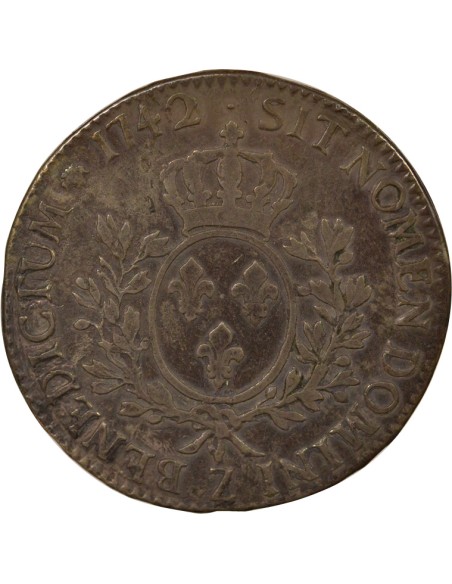 Louis XV Au Bandeau 1 écu Argent 1742 Grenoble