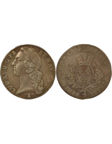 Louis XV Au Bandeau 1 écu Argent 1743 T Nantes