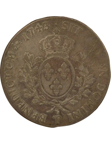 Louis XV Au Bandeau 1 écu Argent 1743 T Nantes