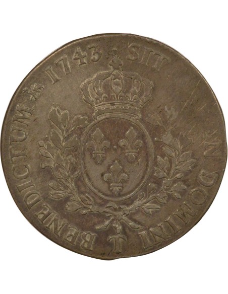 Louis XV Au Bandeau 1 écu Argent 1743 T Nantes