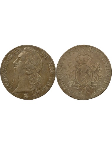 Louis XV Au Bandeau 1 écu Argent 1750 T Nantes