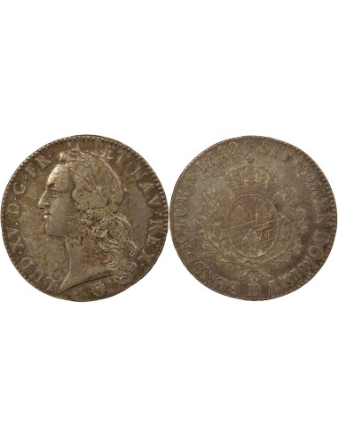 Louis XV Au Bandeau 1 écu Argent 1742 D Lyon