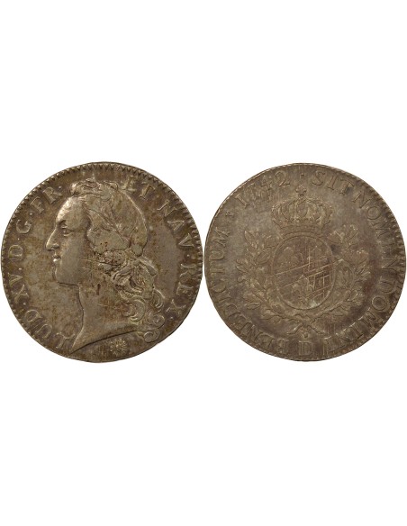 Louis XV Au Bandeau 1 écu Argent 1742 D Lyon