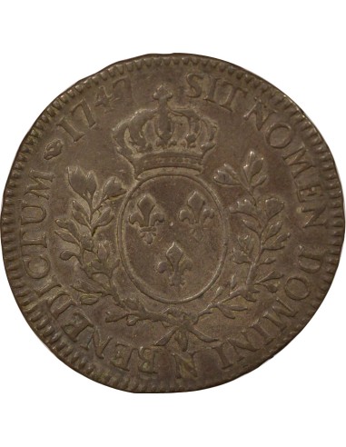 Louis XV Au Bandeau 1 écu Argent 1747 N Montpellier