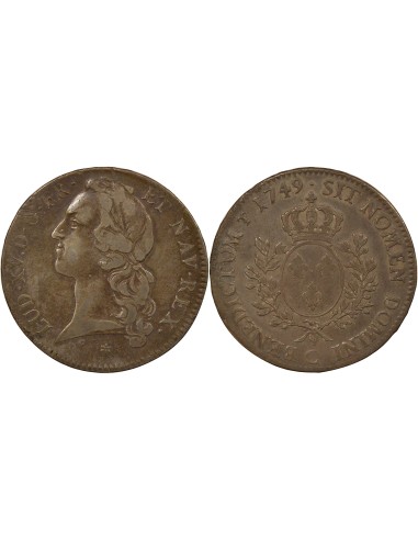 Louis XV Au Bandeau 1 écu Argent 1749 C Caen