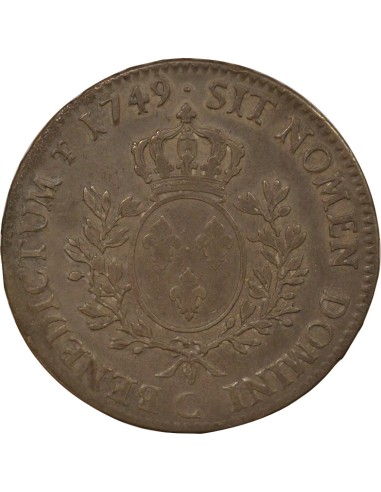 Louis XV Au Bandeau 1 écu Argent 1749 C Caen