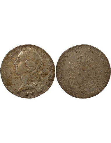 Louis XV au Bandeau 1 écu Argent 1752 R Orléans