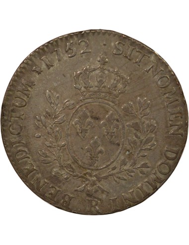 Louis XV au Bandeau 1 écu Argent 1752 R Orléans