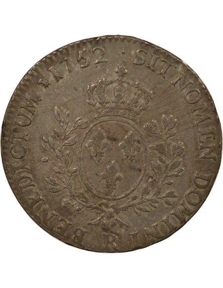 Louis XV au Bandeau 1 écu Argent 1752 R Orléans