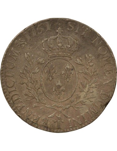 Louis XV Au Bandeau 1 écu Argent 1751 T Nantes