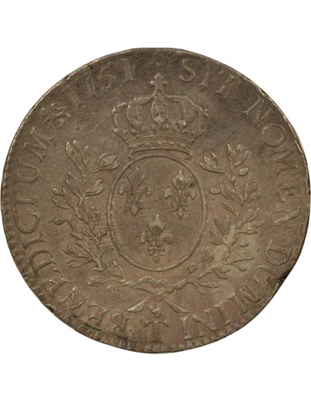 Louis XV Au Bandeau 1 écu Argent 1751 T Nantes