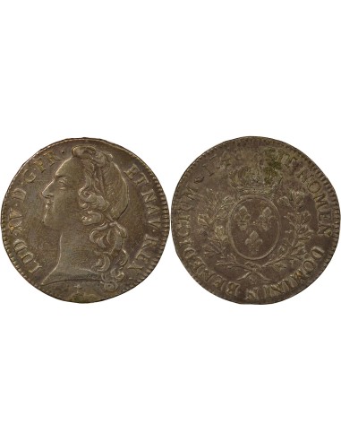 Louis XV Au Bandeau 1 écu Argent 1748 N Montpellier