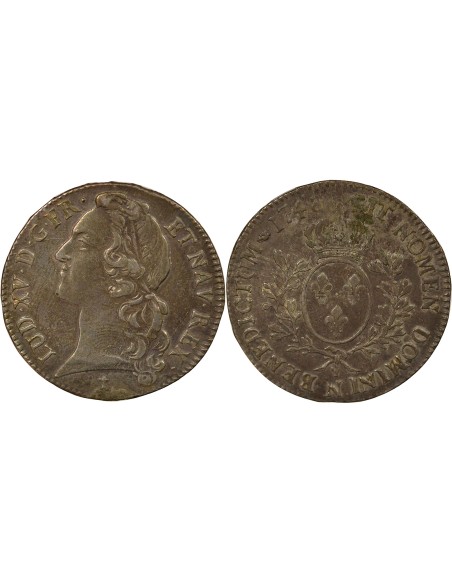 Louis XV Au Bandeau 1 écu Argent 1748 N Montpellier